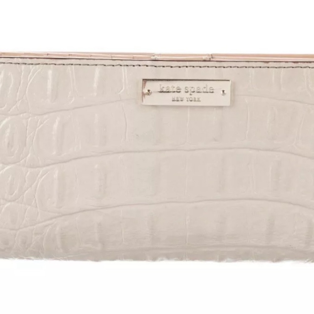Kate Spade Leather Snake Print Wallet Ivory Beige Color